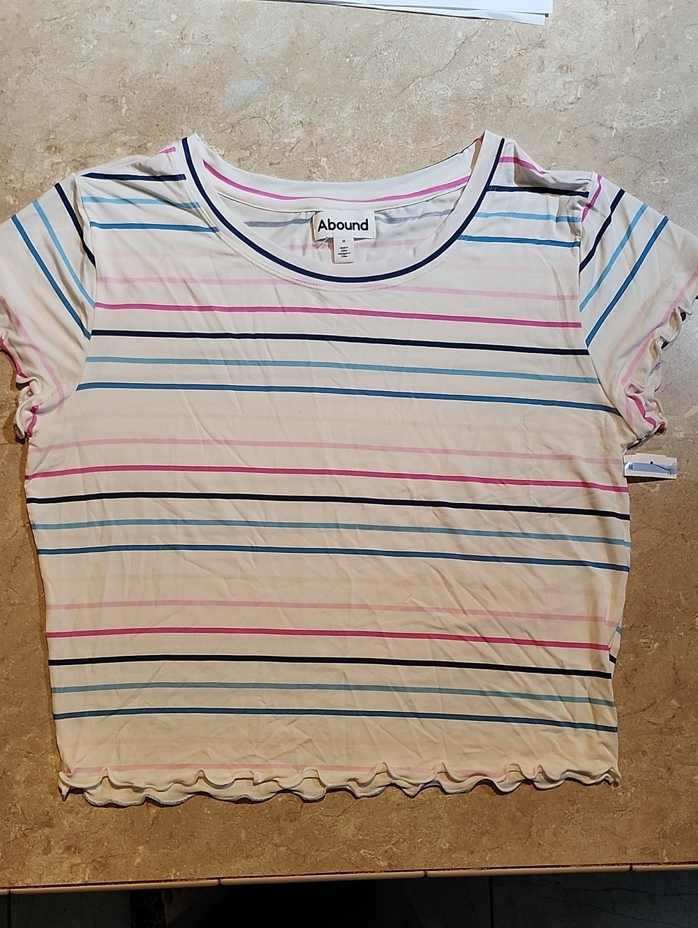 Abound Colorful Stripe Short Sleeve Top M